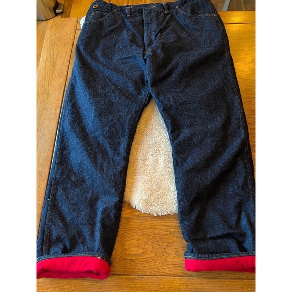 40Wx30L Wrangler Rugged Wear Men's Flannel Lined Thermal Jeans Dark Wash EUC - Picture 2 of 8